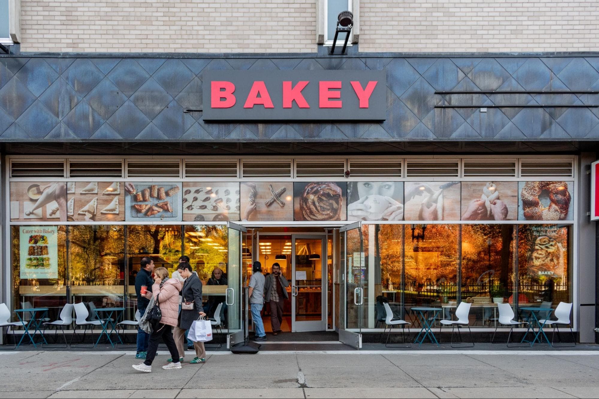 The Bakey storefront with customers entering